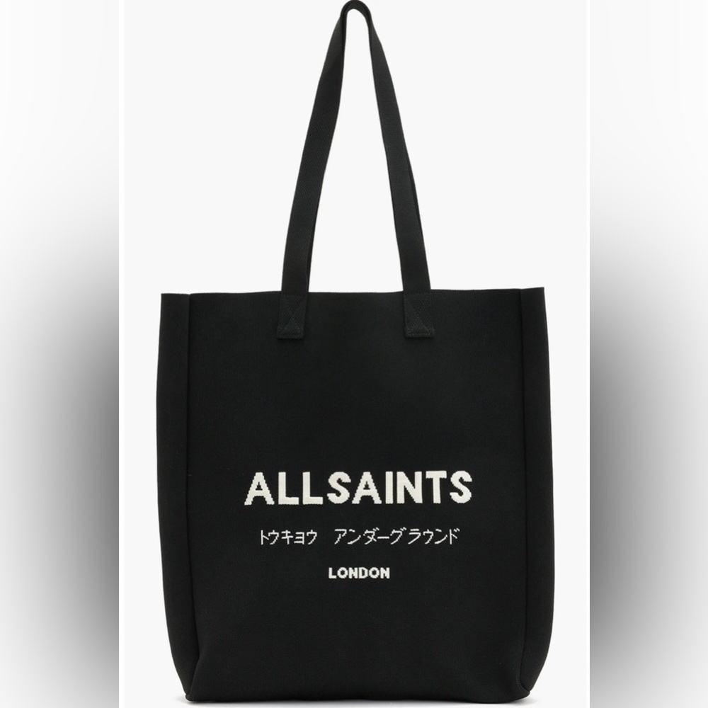 Allsaints Izzy Logo Black North South Tote Large NWT